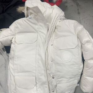 Canada Goose White Quilted Hooded Parka Jacket